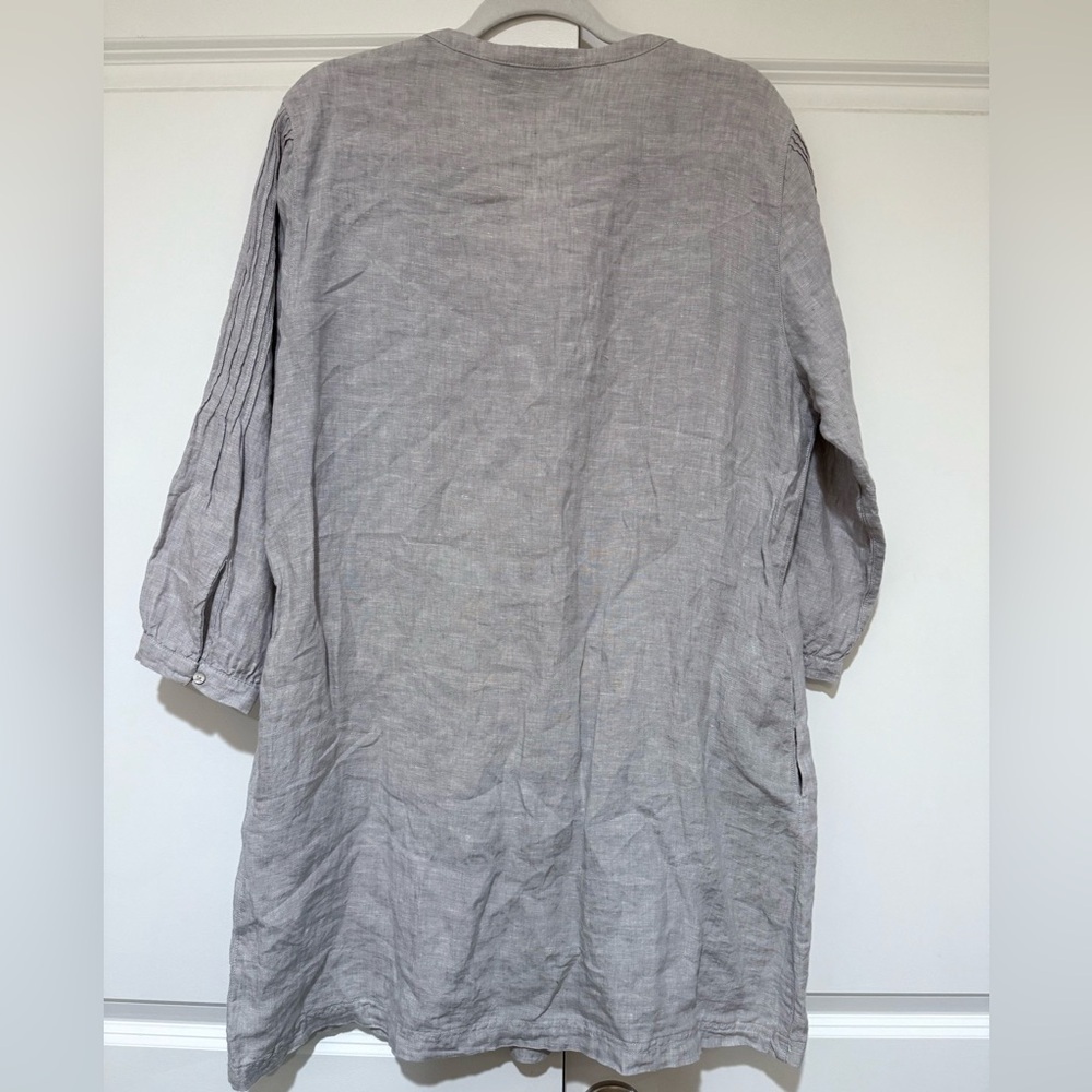Tahari Light Gray 💯% Linen Dress with Pockets sz XL - Picture 5 of 6